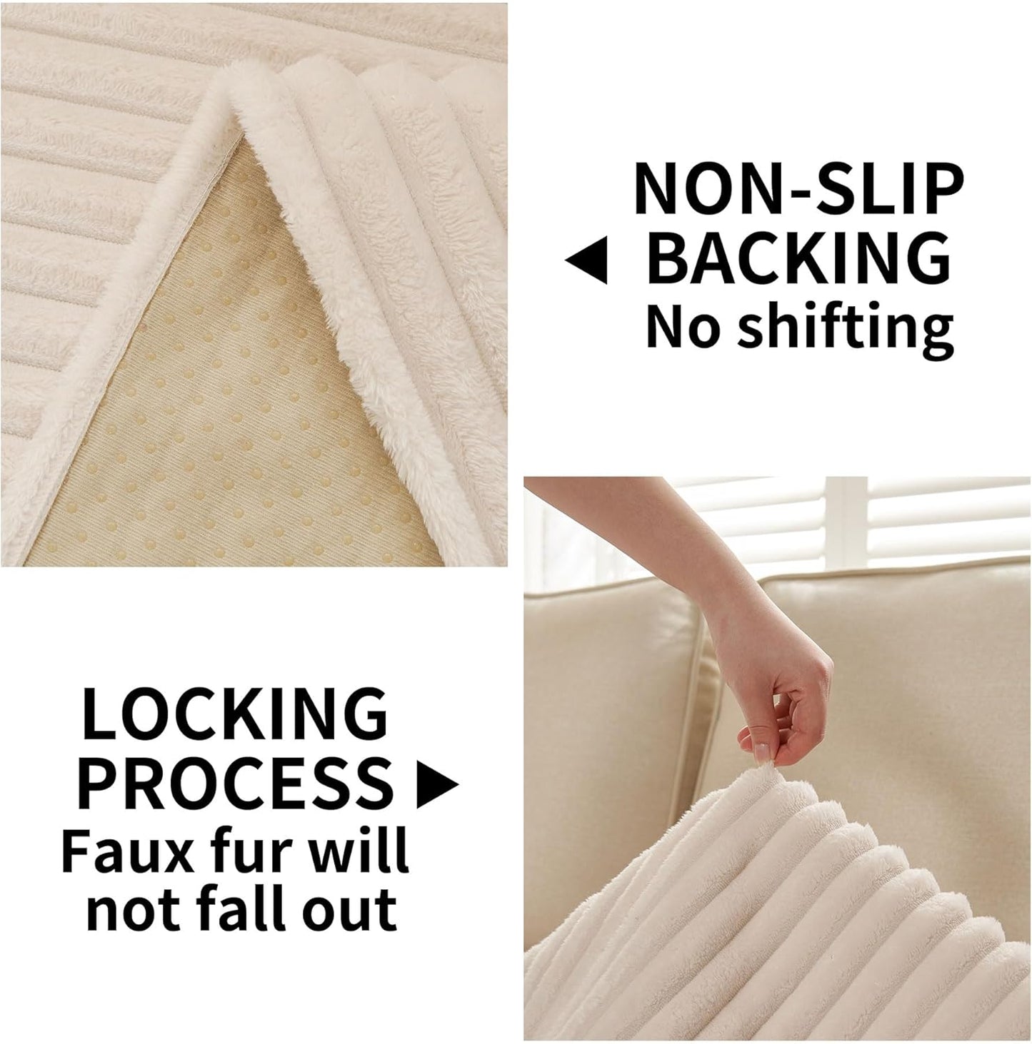 HAOMAIJIA Waterproof Couch Cover for Dogs Washable,Faux Fur Pet Couch Covers for Sofa,Soft Dog Bed Cover Non-Slip Couch Covers for 3 Cushion Couch Sofa Pet Friendly (Off White, 35" x 74")