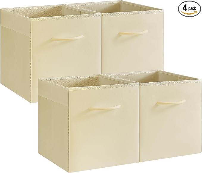 StorageWorks Beige Storage Cubes, 11 Inch Cube Storage Bins by StorageWorks