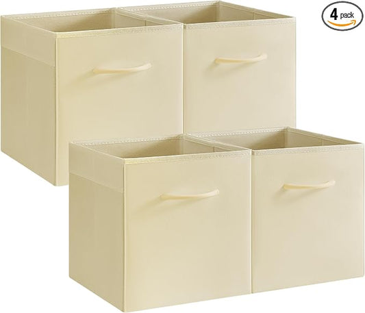 StorageWorks Beige Storage Cubes, 11 Inch Cube Storage Bins by StorageWorks
