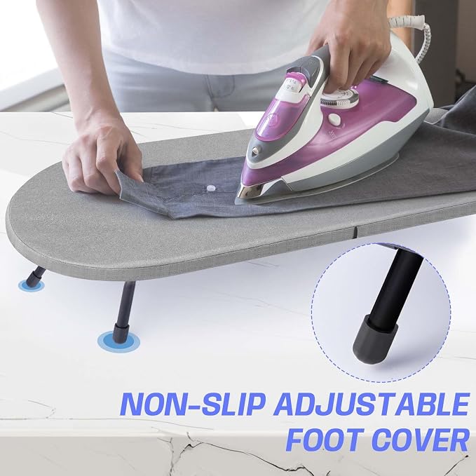 Tabletop Ironing Board with Iron Rest, Metal Mesh Panel Mini Ironing Board with - Image 4