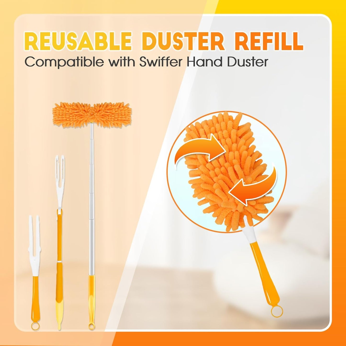 8 Pack Reusable Duster Refill Compatible with Swiffer Hand Duster, 360 Heavy Duty Duster Refills for Cleaning, Office, Ceiling Fan (Handle is Not Included)