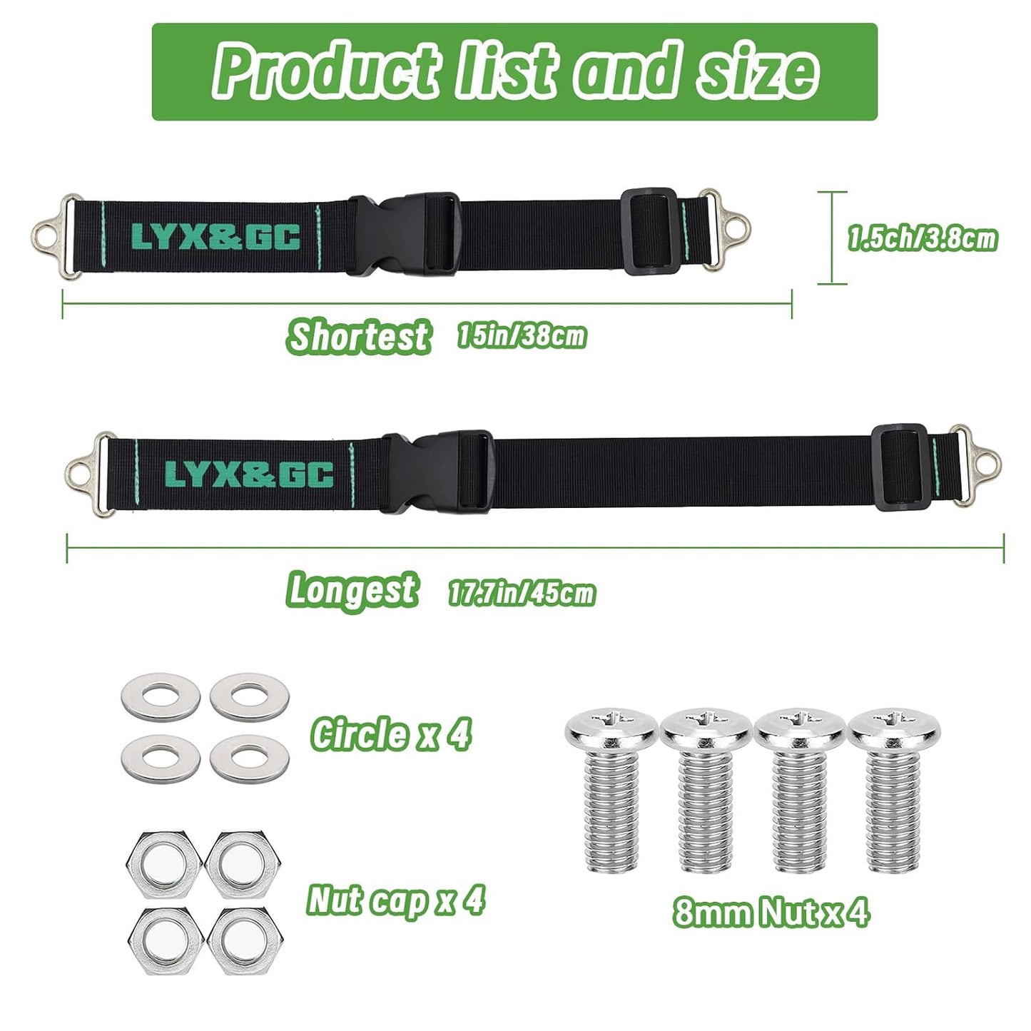LYX&GC Trash Can Locks for Animals, Raccoon Bear Proof Trash Can Lock, Easy to Install, Long Lasting Strap Lid Garbage Can Lock for Out Door Garbage Can - 2PCS