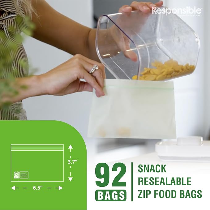 Responsible Products Certified Compostable SNACK Resealable Zip Bag, Extra - Image 2