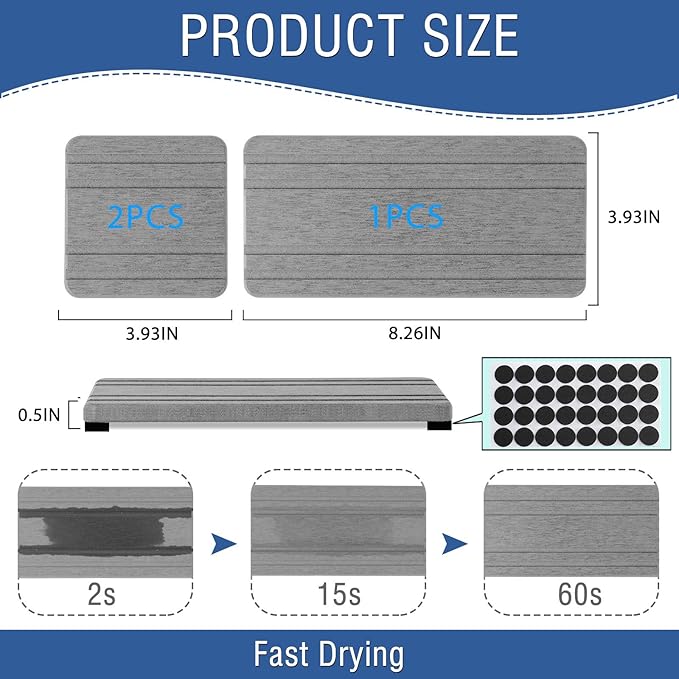 3PCS Water Absorbing Stone Tray, DryingNeat Diatomite Stone Sink Tray, Instant - Image 6