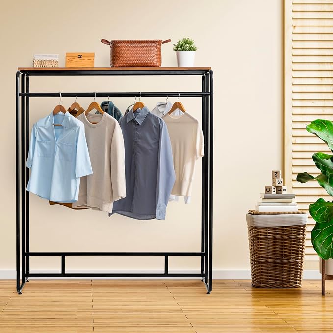 MyGift Dual Clothing Rack, Commercial Urban Black Metal Freestanding Large - Image 6