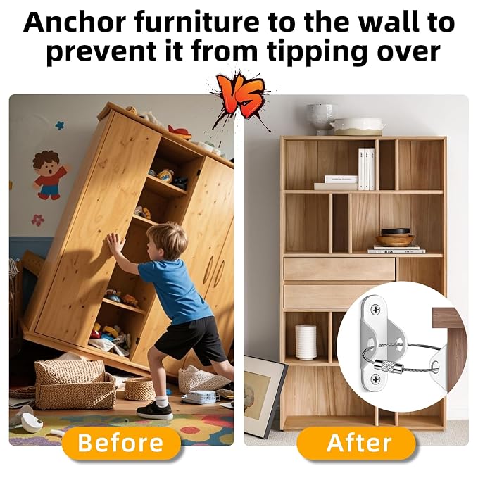 10-Pack Baby Proof Heavy Duty Furniture Anchors - Image 2