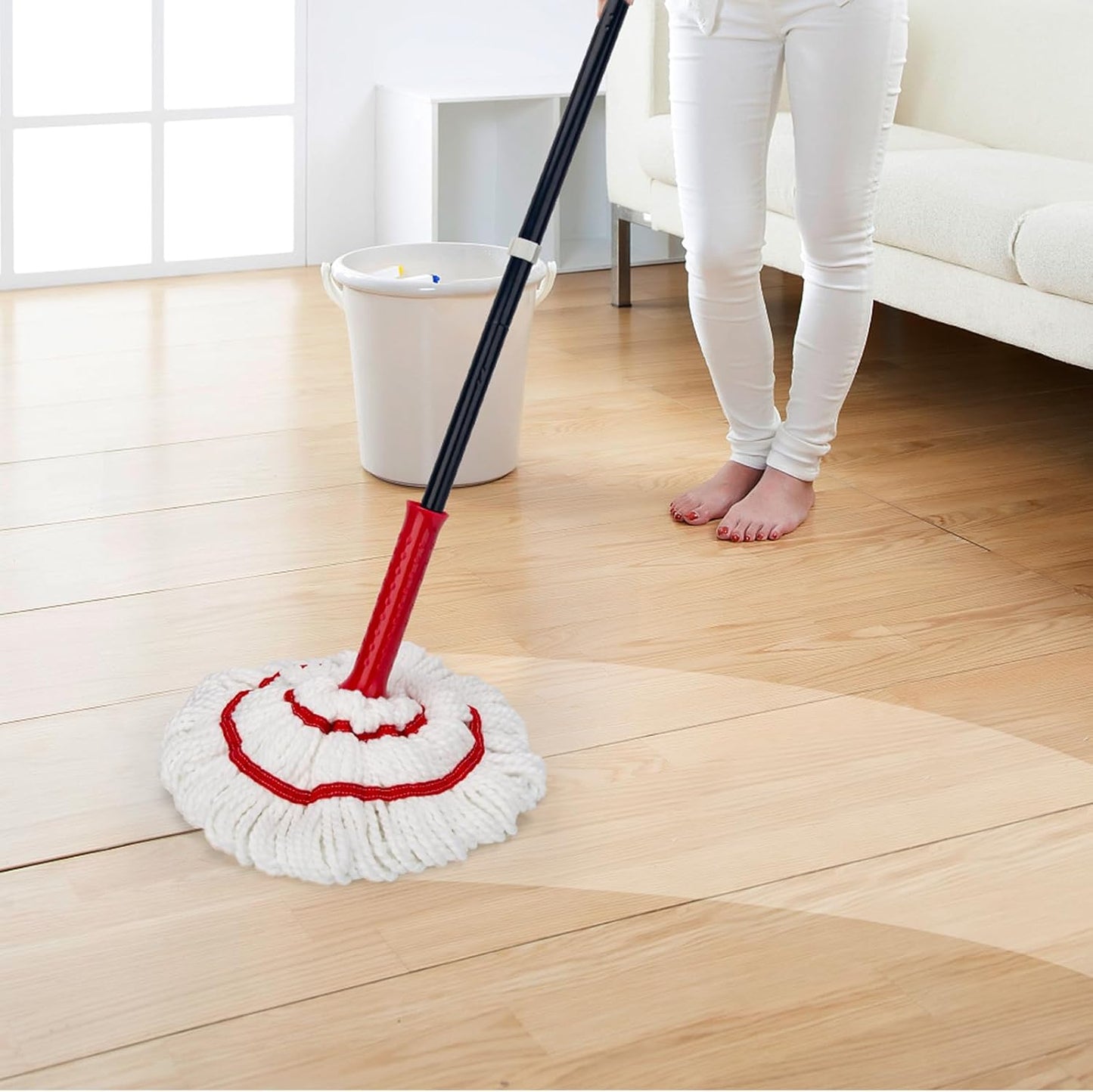 KeFanta Self Wringing Twist Mop, Easy Wringing Mop with 57 " Long Handle | 57 " Long Handle, Easy Wringing, Microfiber Floor mop for Kitchen Hardwood Bathroom Garages Warehouses Tile Home Office