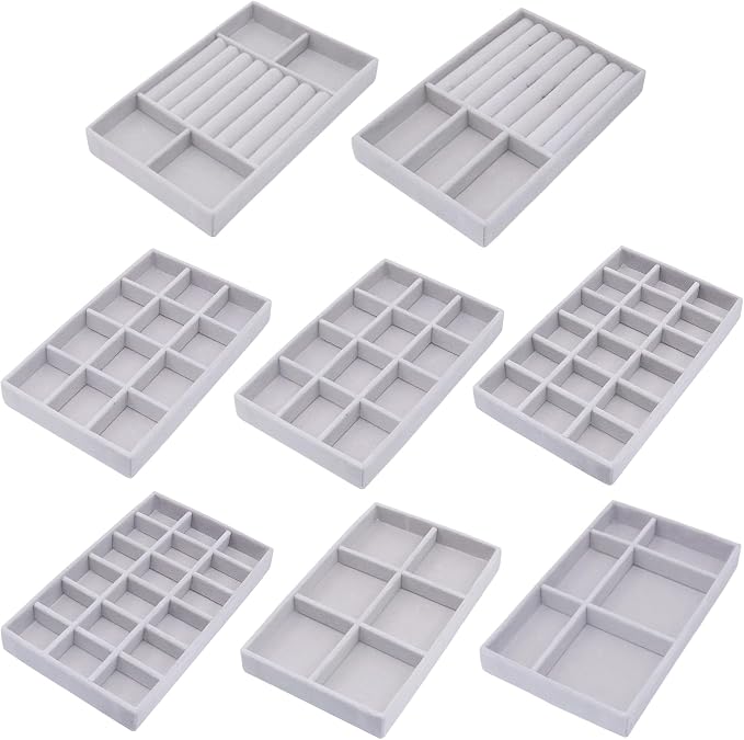 Jewelry Storage 8PACK, Velvet Jewelry Organizer Trays by 7COLORSKY