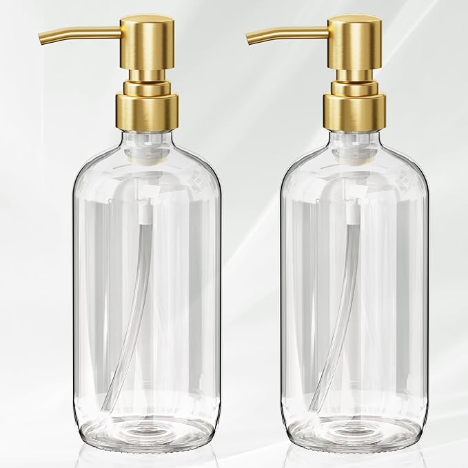 AmazerBath Soap Dispenser, 2 Pack Glass Soap Dispenser by AmazerBath