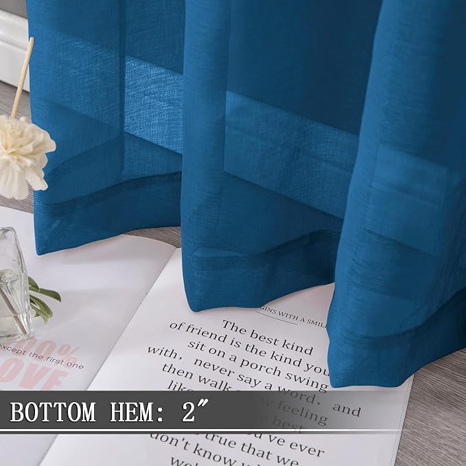 Tollpiz Short Sheer Curtains Linen Textured Living Room Curtain Sheers Light - Image 4