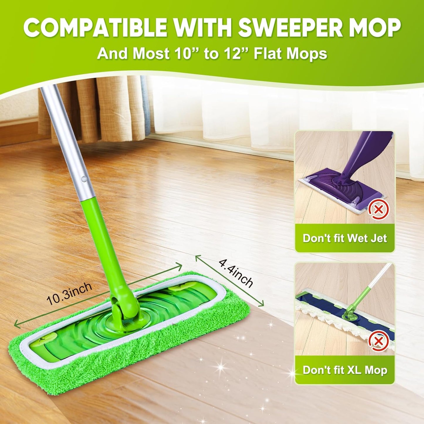 18-Pack Reusable Mop Pads Compatible with Swiffer Sweeper Mop - 100% Coral Fleece Washable Refills - Microfiber Dry & Wet Sweeping Cloths for Multi-Surface/Hardwood Floor Cleaning