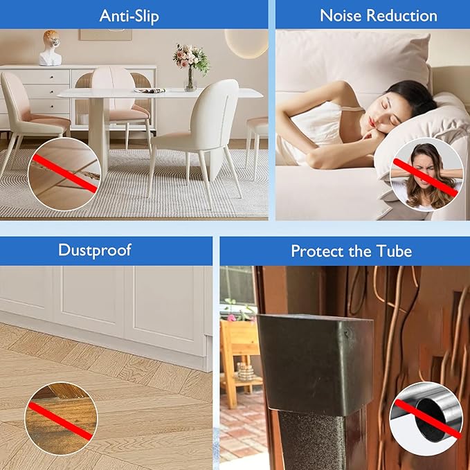 32 Pcs 3/4" x 3/4" Square Rubber Chair Leg Caps, PVC Table Leg Covers, Flexible - Image 6