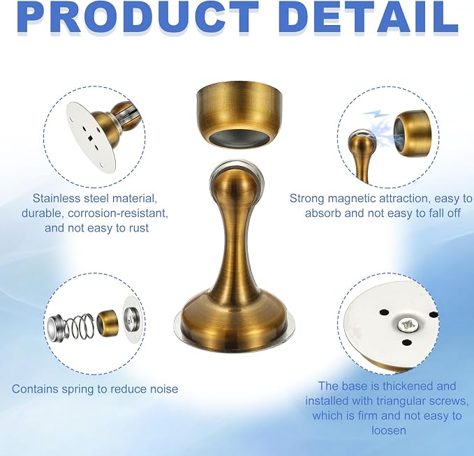 uxcell Magnetic Door Stopper, Stainless Steel Heavy Duty Door Holder, No - Image 3
