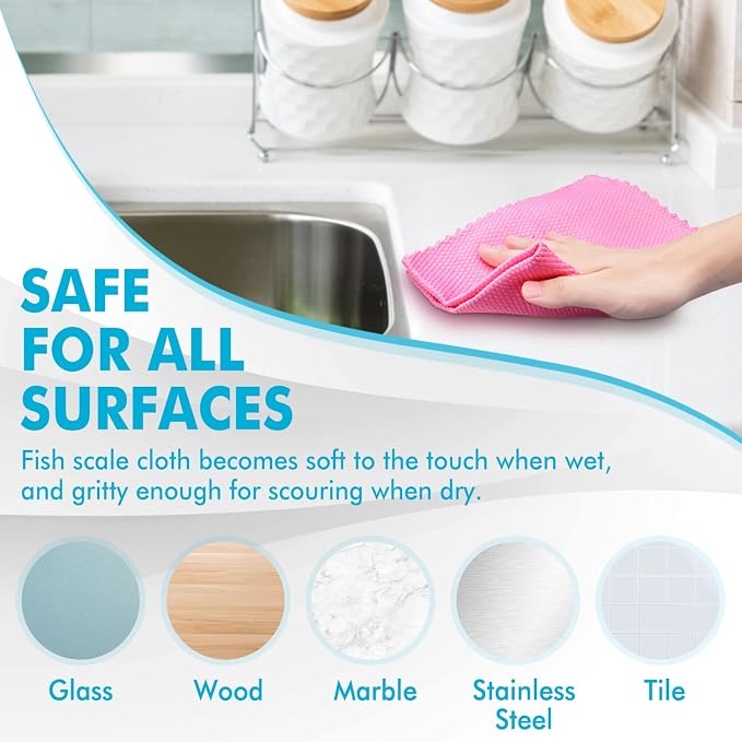 Streak Free Miracle Cleaning Cloths Easy Clean Nanoscale, Fish Scale Microfiber - Image 8
