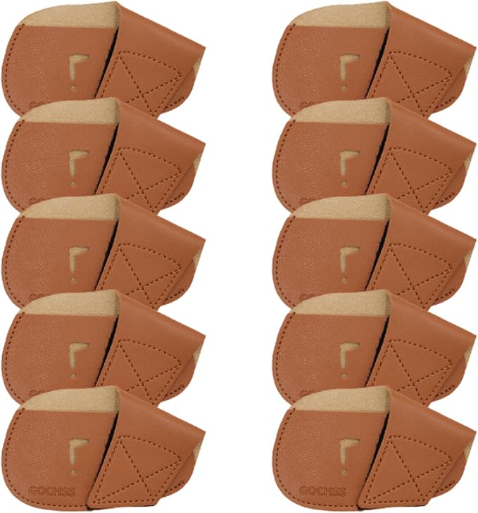 I Golf Iron Headcovers 10pcs PU Fit Both Right-Handed Clubs Golf Club Protector by GOCHSS