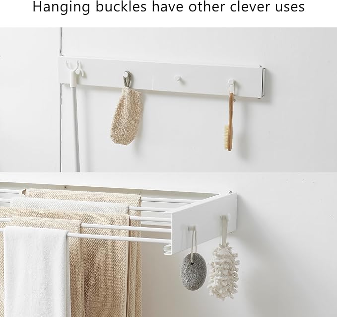 Clothes Drying Rack, Laundry Hanging Rack Collapsible, Wall Mounted Drying Rack - Image 5