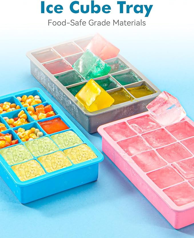 Silicone Ice Cube Trays for Freezer 2 Pack- Easy Release Square Ice Cubes Mold- - Image 2