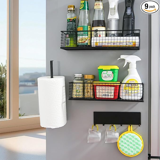 Magnetic Spice Rack for Refrigerator Magnetic Fridge Shelf for Kitchen Spice by SUROQUE