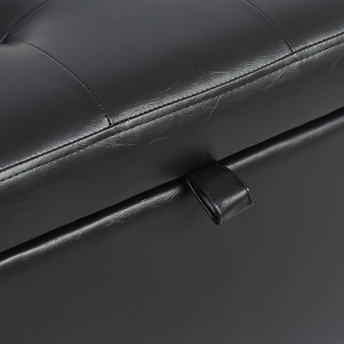 Adeco Faux Leather Storage Ottoman - Image 4