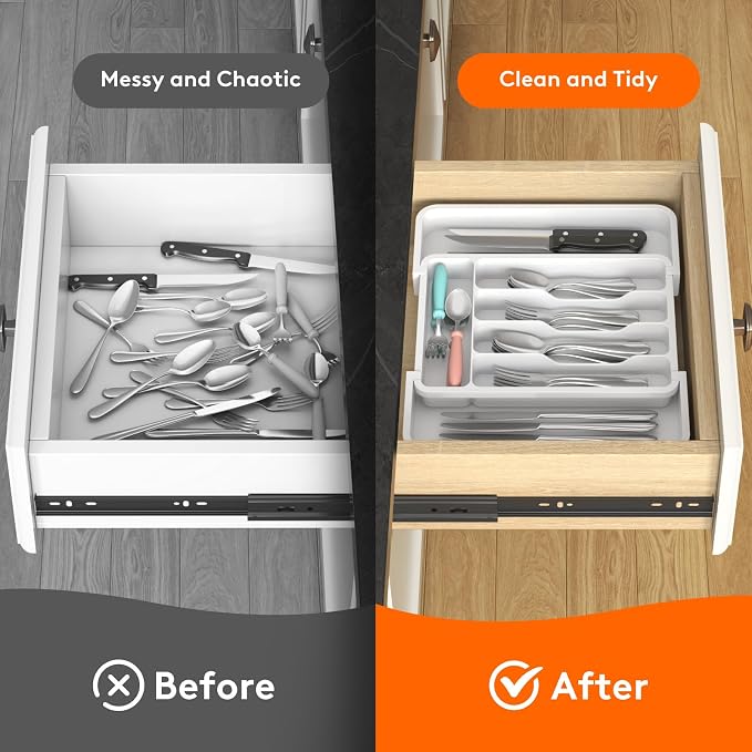 Lifewit Silverware Drawer Organizer, Expandable BPA Free Utensil Tray - Image 8