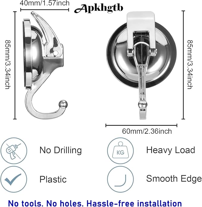 Heavy Duty Vacuum Suction Cup Hooks, 2 Pack - Image 4