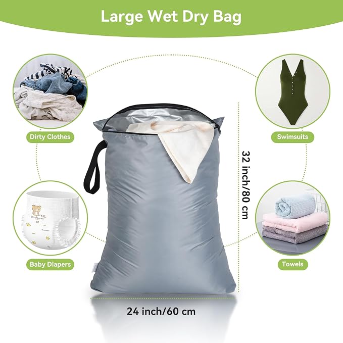 OTraki 2Pcs Exlarge Wet Bag 24x32 inch Reusable Waterproof Wet Dry Bag - Image 2