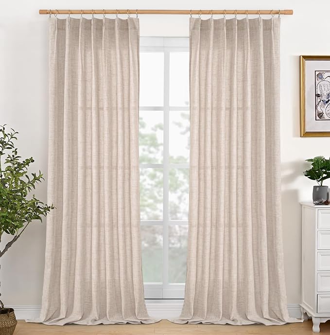 YoungsTex Natural Linen Curtains 95 Inches Long 2 Panels by YoungsTex