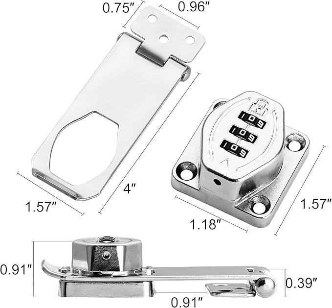 Cozy Tower 4 inch 180 Degrees Hasp Combination Lock - Image 2