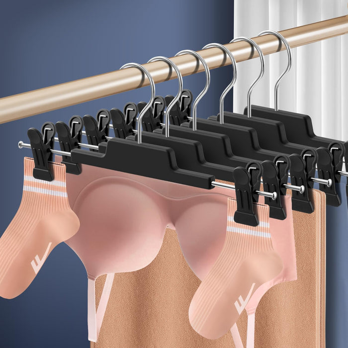 HUADYMEET 20 Pack Heavy DutyPants Skirt Hangers with Clips,Black,12 Inch