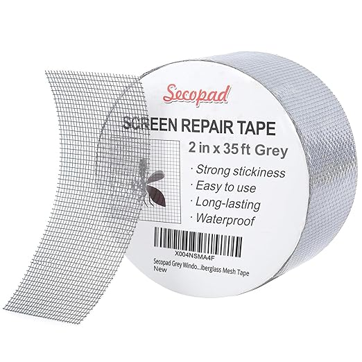 Grey Window Screen Repair Tape, 2IN X 35FT Screen Repair Kit by Secopad