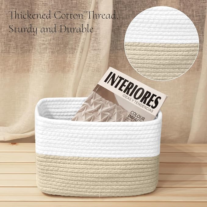 Hopegiver Woven Storage Baskets 11x8x7 Inch, 3 Pack Collapsible Cube Storage Bin - Image 3