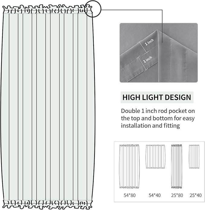 DWCN French Door Curtains – Rod Pocket Thermal Blackout Curtain - Image 3