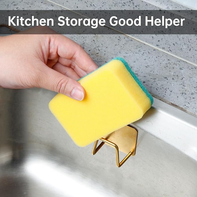 2Pcs Adhesive Sponge Holder for Kitchen Sink Essentials, Stainless Steel Dish - Image 3