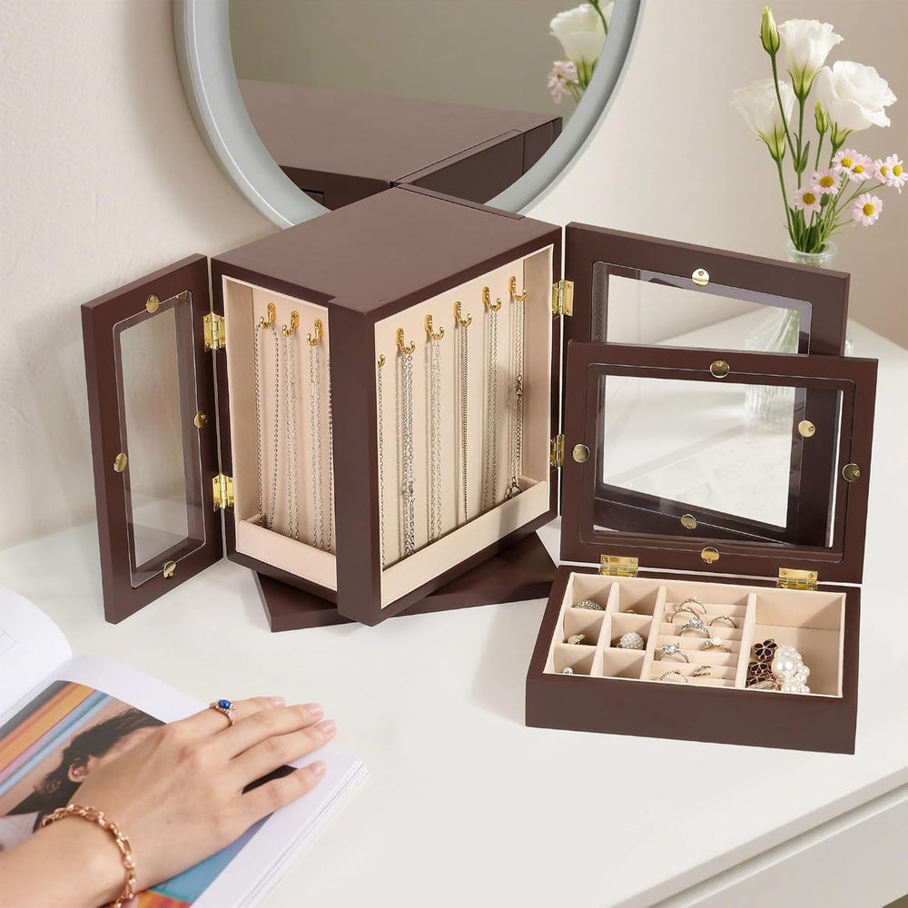 Kendal 360° Rotating Jewelry Box, Wooden Jewelry Box for Women, Graduation Gi...