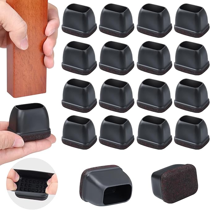 Ezprotekt 16 Pcs Rectangle Black Silicone Chair Leg Floor Protectors, Rectangle by VisittheEzprotekt