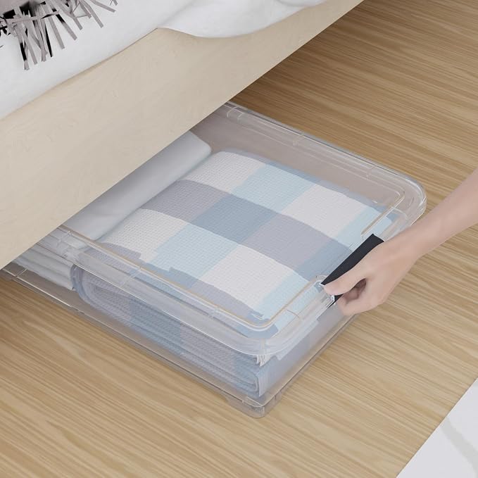 4-Pack 25L Plastic Under Bed Storage Organizer Bin Container - Image 5