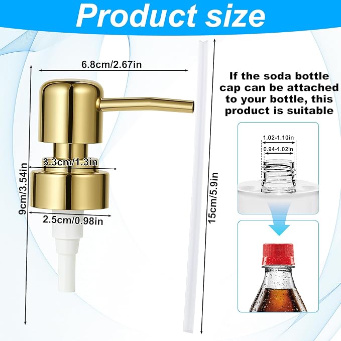 2 Pack Gold Soap Dispenser Pump Replacement Top Dispenser Pumps Refill - Image 2