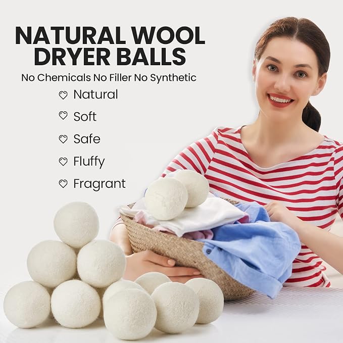 Roowest 24 Pcs Wool Dryer Balls Set Reusable Laundry Wool Balls - Image 5