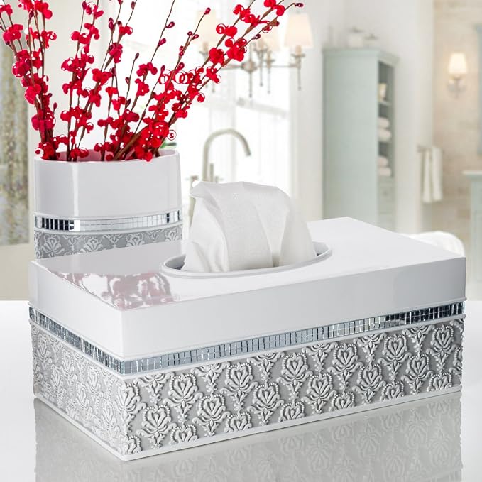 Creative Scents Mirror Damask Small Bathroom Trash Can 1.58 Gal / 6L - Image 4