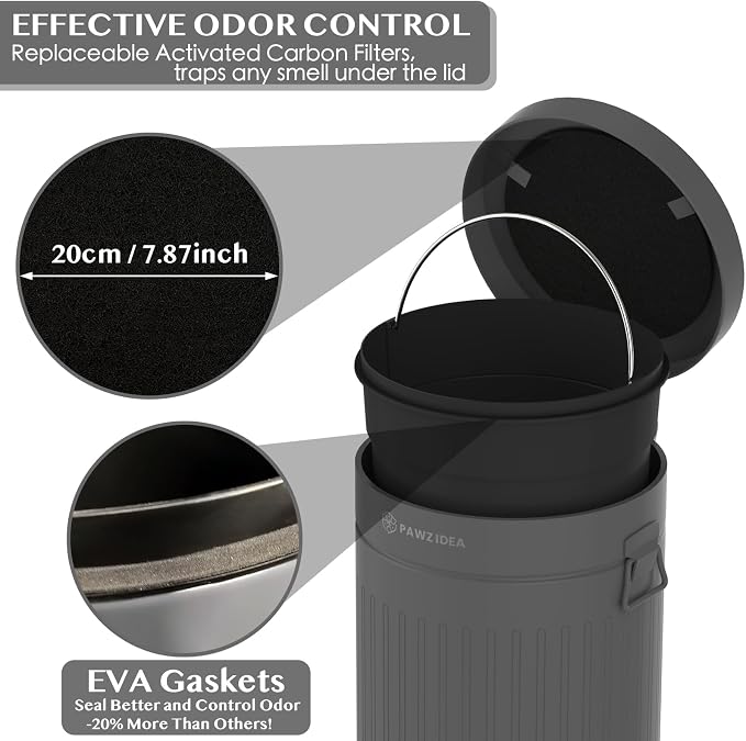 PAWZIDEA Dog Poop Trash Can Outside Odor Control, 3.1Gallon Large Pet Poop Can - Image 2