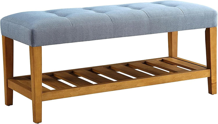 Acme Furniture 96684 Charla Bench, Blue & Oak, One Size