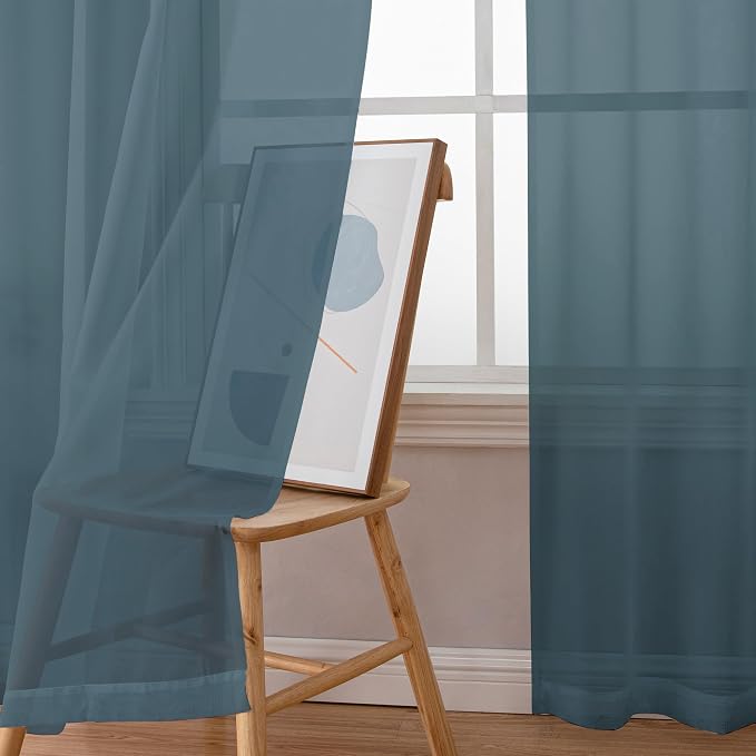 Chyhomenyc Stone Blue Sheer Curtains 72 Inch Length 2 Panels, Light Filtering - Image 6