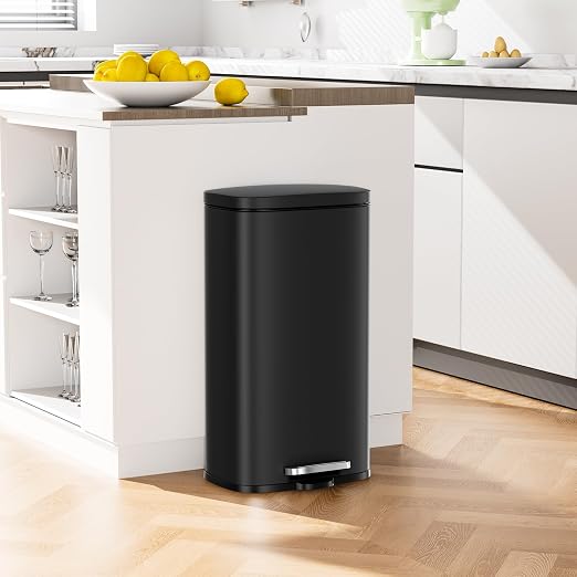 Arlopu 13.2+1.3 Gallon Step Trash Can, Stainless Steel Garbage Bin, Soft-Close - Image 8