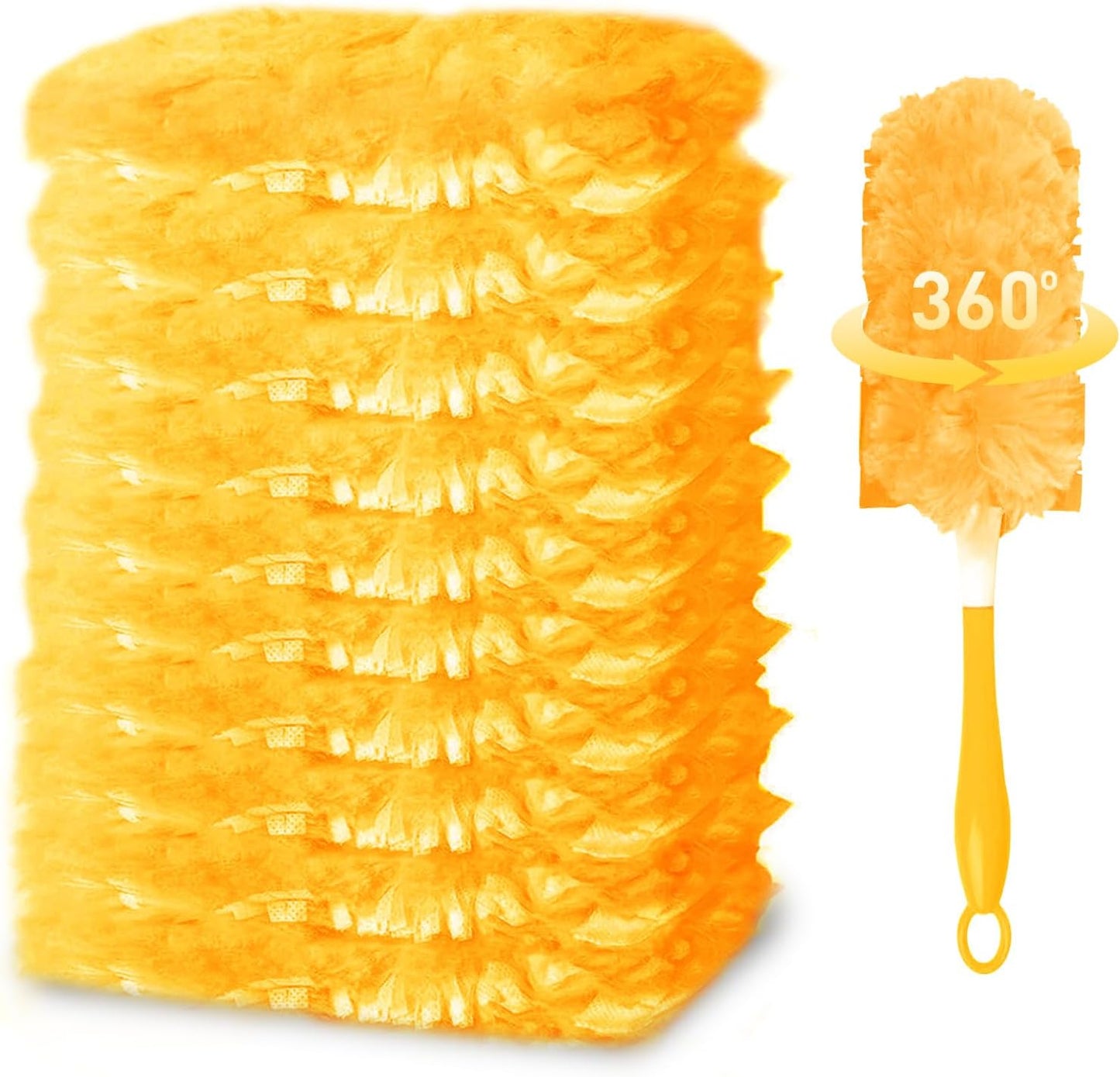 360° Duster Refills Kit 10Pcs+Handle, Multi-Surface 4X Power for PetHair Home Office Blinds Furniture