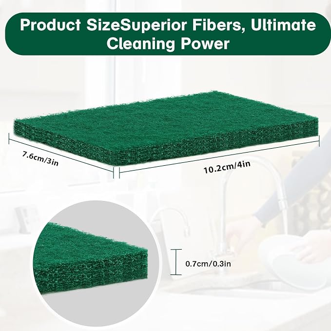 100 Pcs Scouring Pads, Heavy Duty Scour Pads, Dish Scrubber Scouring Pads - Image 2