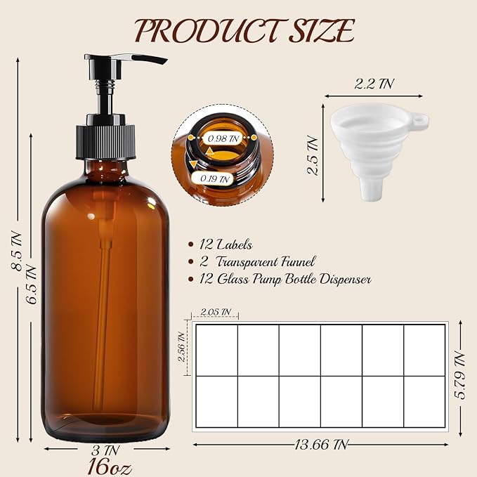 12 Pack Amber Glass Bottles 16oz - Image 3