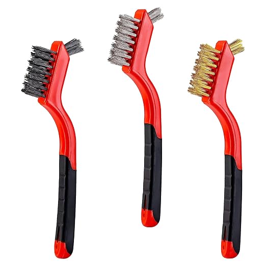 3Pcs Mini Wire Brush Set, Stainless Steel/Brass/Nylon Bristles Wire Brushes by YiwerDer