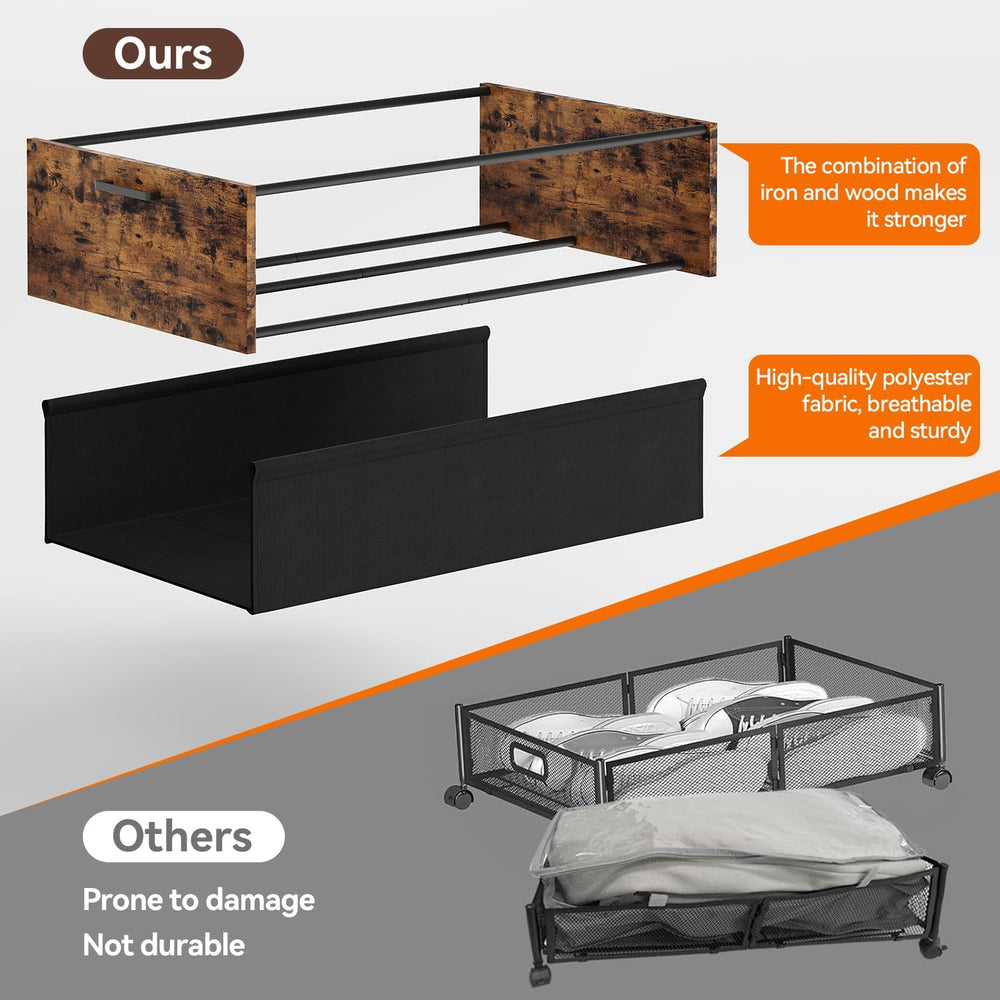 FOUCSSOMEI Under Bed Storage with Wheels, Wooden Under Bed Drawers On Wheels,...