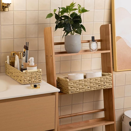 OIAHOMY Toilet Paper Baskets Handmade Paper Rope Decorative Wicker Storage Tank - Image 2