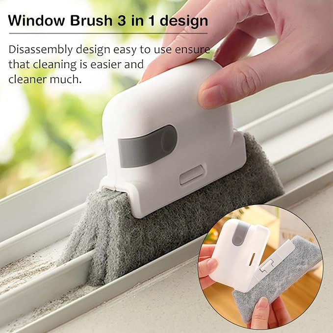 Window Cleaning Brush, 3 in 1 Window Sliding Door Track Cleaner, Tile Lines - Image 7